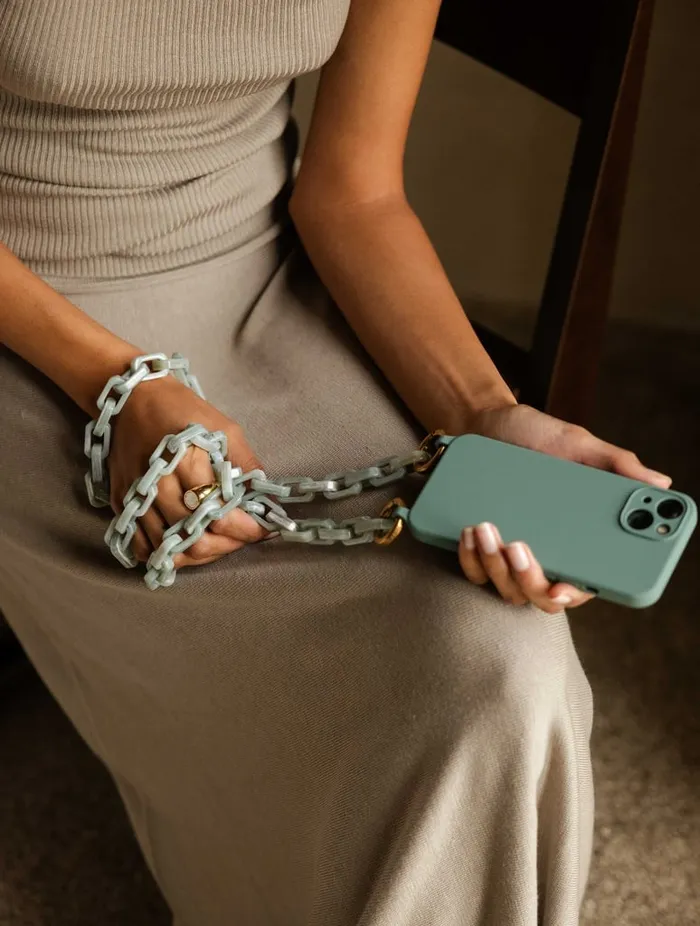 Veneto Silver Jade Women Bobbies Phone Straps