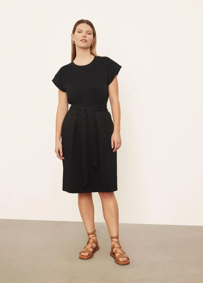 Vince Dresses Women Short Sleeve TieWaist Dress Coastal Blue