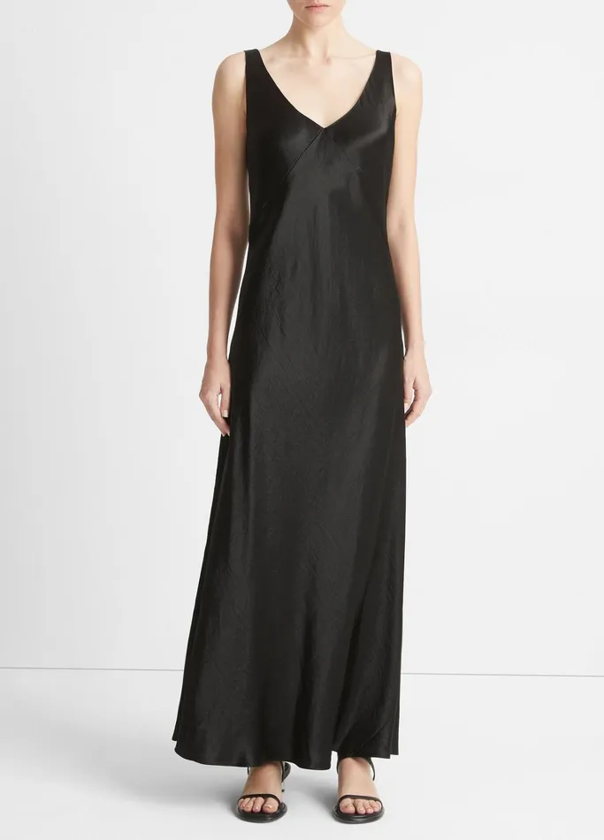 Vince Dresses Women VNeck Maxi Slip Dress Black