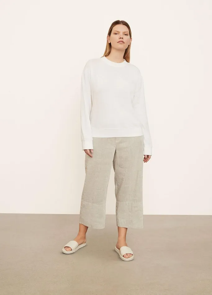 Vince Extended Sizes Women Drop Shoulder Pullover Optic White
