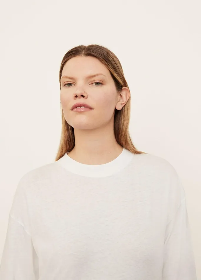Vince Extended Sizes Women Drop Shoulder Pullover Optic White