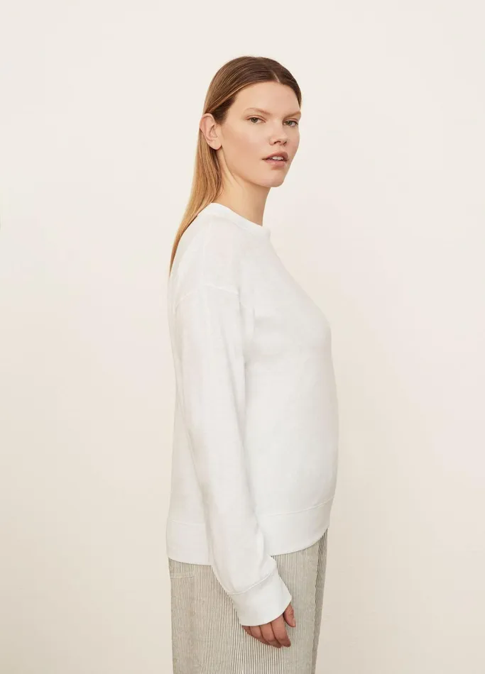 Vince Extended Sizes Women Drop Shoulder Pullover Optic White