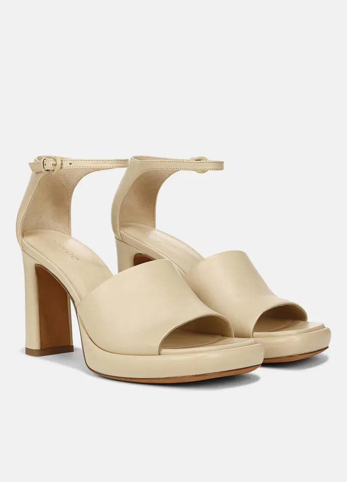 Vince Heels Women Amara Leather Platform Heel Macadamia Beige