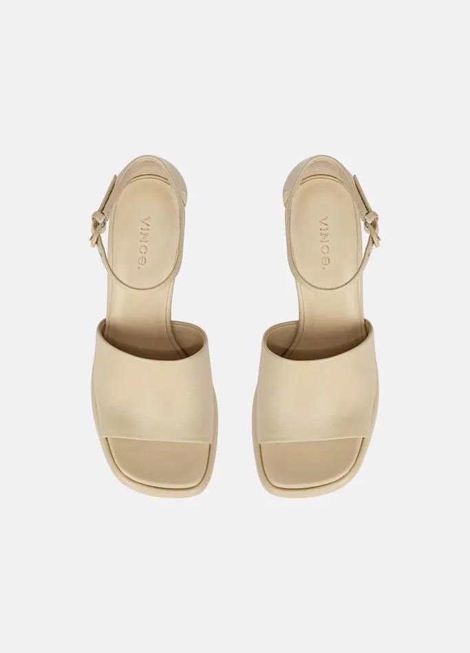 Vince Heels Women Amara Leather Platform Heel Macadamia Beige