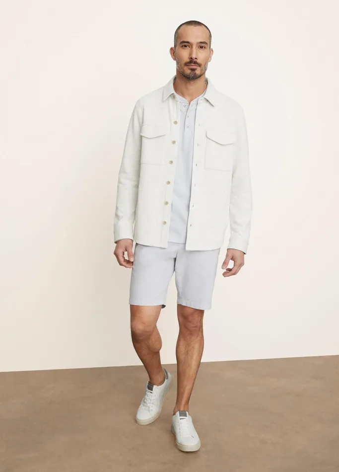 Vince Jackets and Outerwear Men DoubleKnit Piqu Shirt Jacket Heather Whitelight Heather Grey