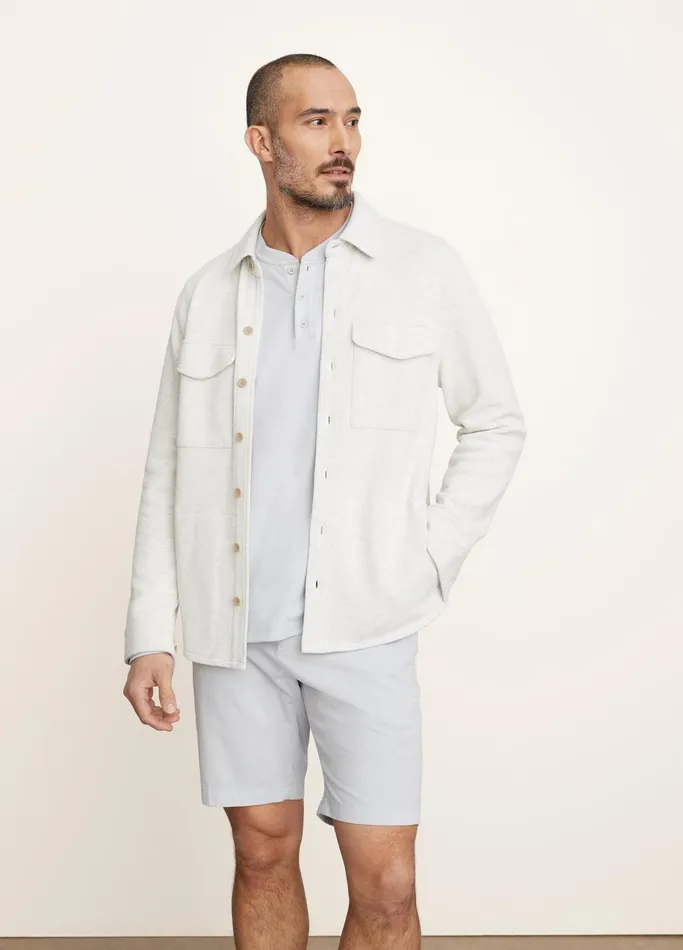 Vince Jackets and Outerwear Men DoubleKnit Piqu Shirt Jacket Heather Whitelight Heather Grey