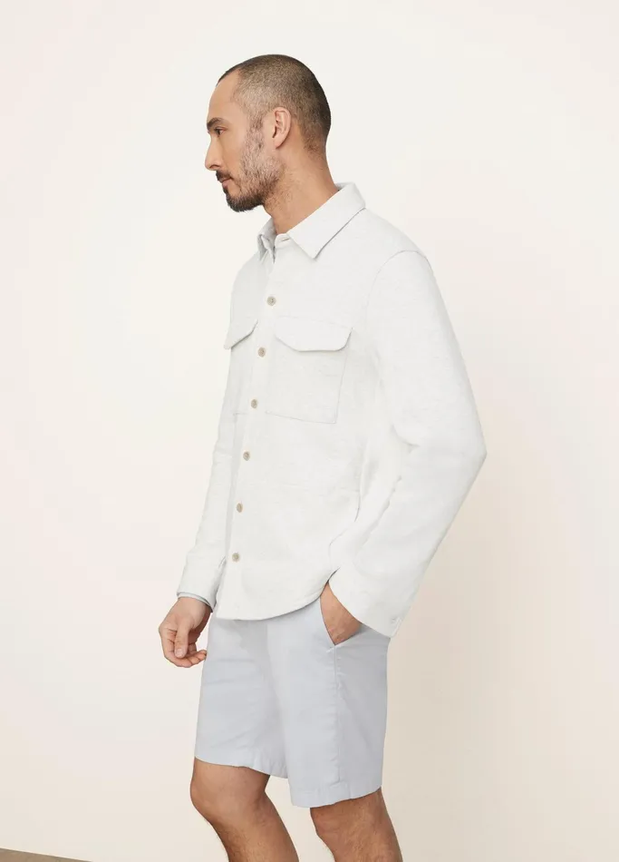 Vince Jackets and Outerwear Men DoubleKnit Piqu Shirt Jacket Heather Whitelight Heather Grey