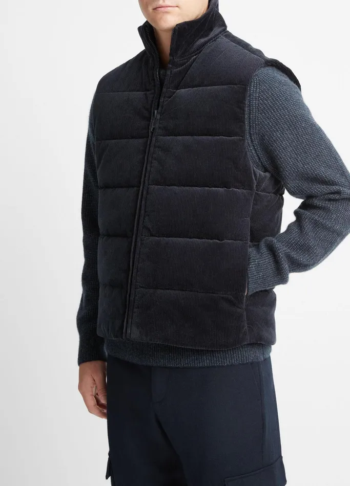 Vince Jackets and Outerwear Men WideWale Corduroy Vest Coastal Blue