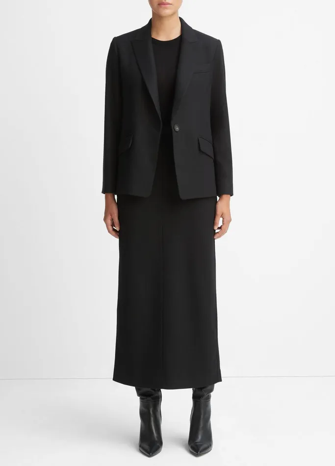 Vince Jackets and Outerwear Women Brushed WoolBlend SingleBreasted Blazer Black