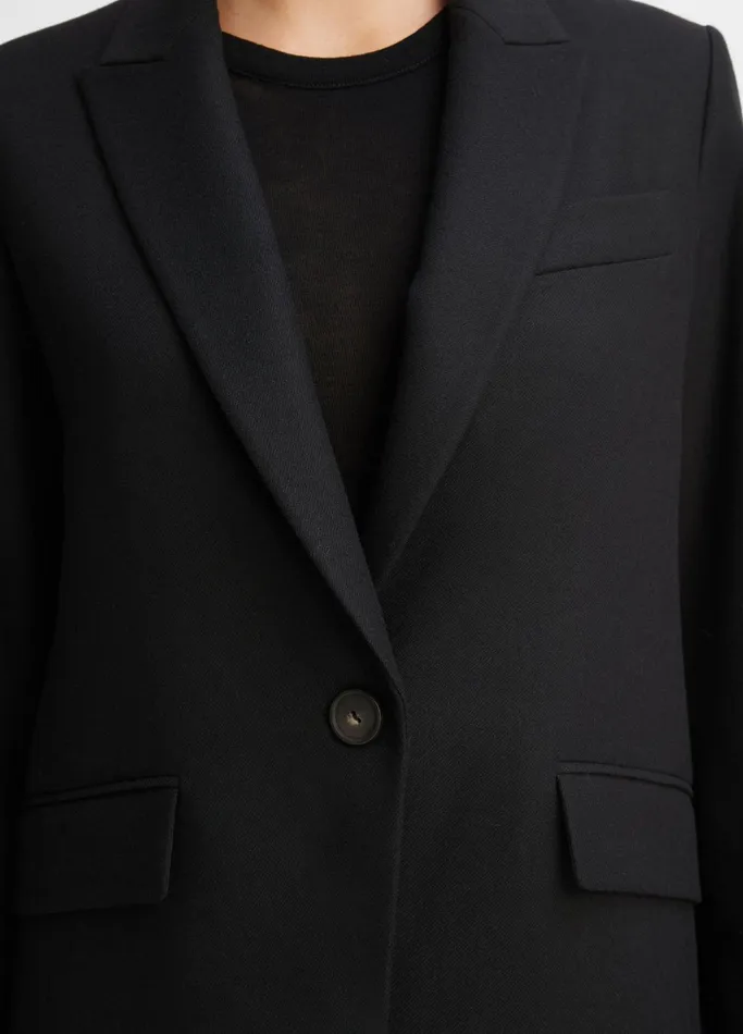 Vince Jackets and Outerwear Women Brushed WoolBlend SingleBreasted Blazer Black