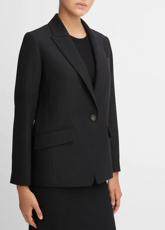 Vince Jackets and Outerwear Women Brushed WoolBlend SingleBreasted Blazer Black