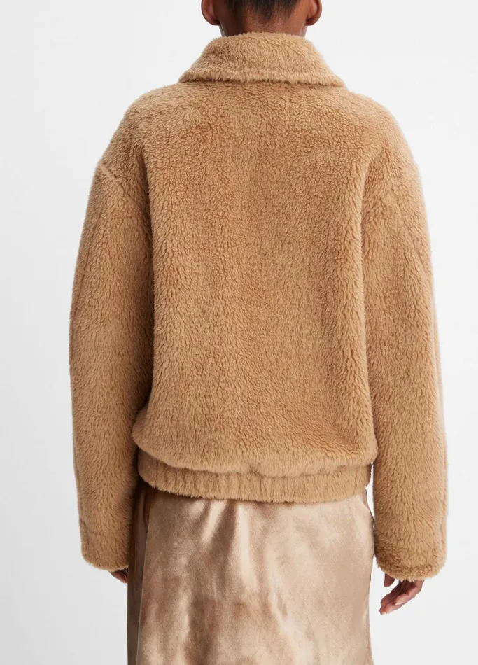 Vince Jackets and Outerwear Women FauxShearling Bomber Jacket Sandshell