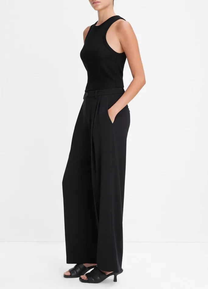 Vince Pants and Shorts Women DropWaist Pleated Crepe Trouser Black