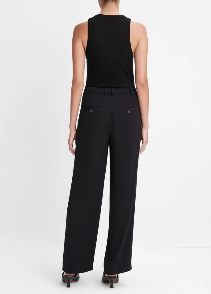 Vince Pants and Shorts Women DropWaist Pleated Crepe Trouser Black
