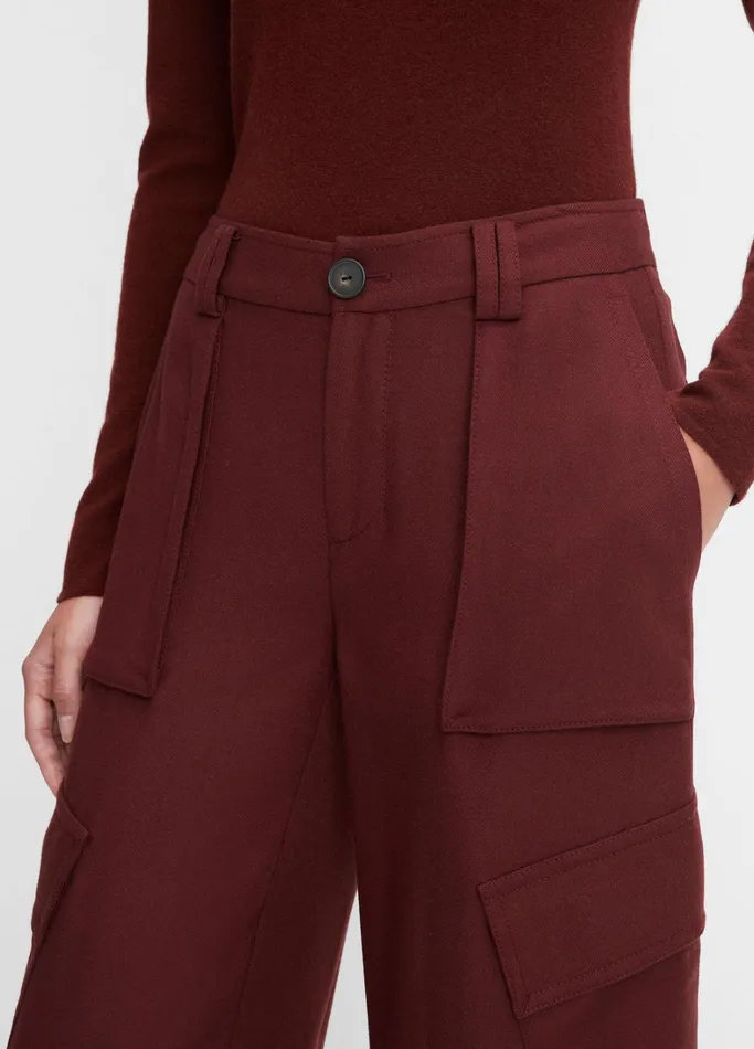Vince Pants and Shorts Women Flannel WideLeg Cargo Pant Dark Cinnamon Stick