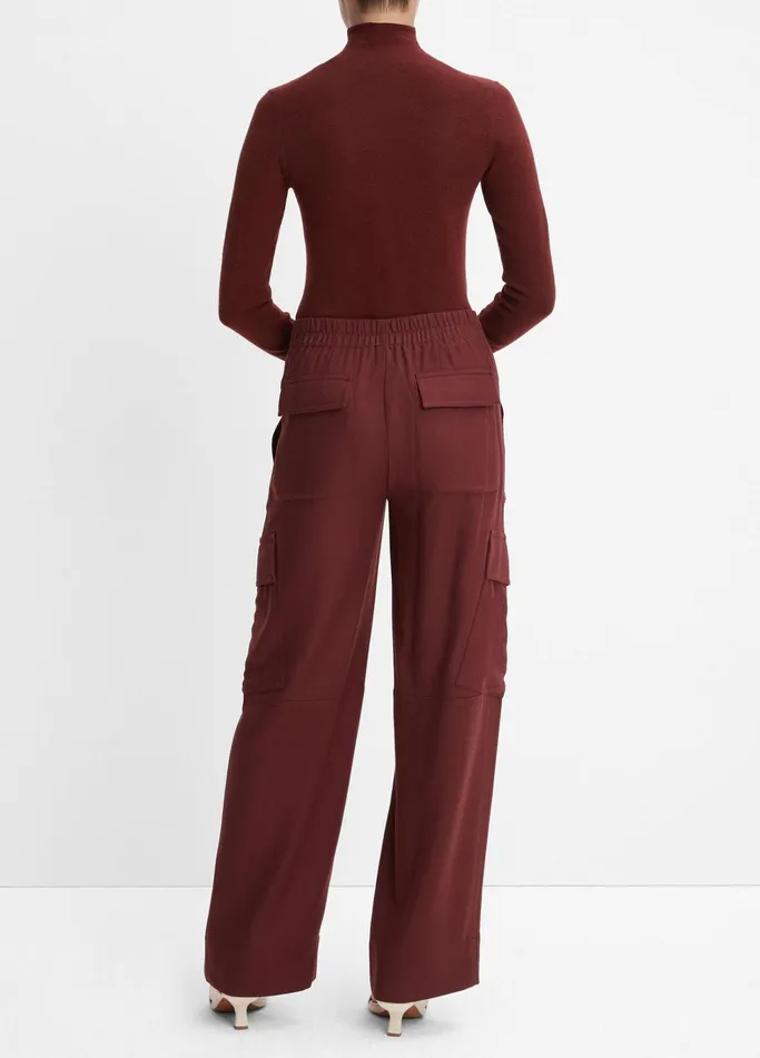 Vince Pants and Shorts Women Flannel WideLeg Cargo Pant Dark Cinnamon Stick