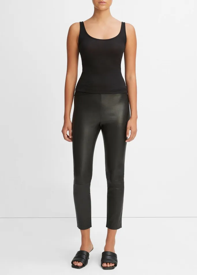 Vince Pants and Shorts Women Leather Legging Black
