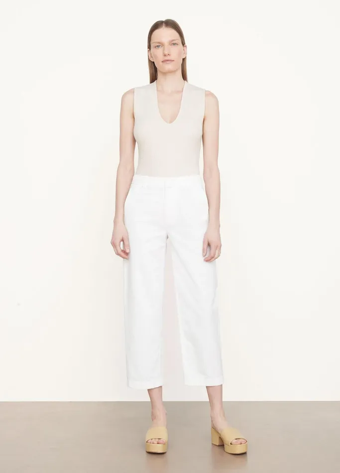 Vince Pants and Shorts Women MidRise Washed Cotton Crop Pant Off White
