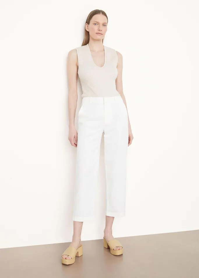 Vince Pants and Shorts Women MidRise Washed Cotton Crop Pant Off White