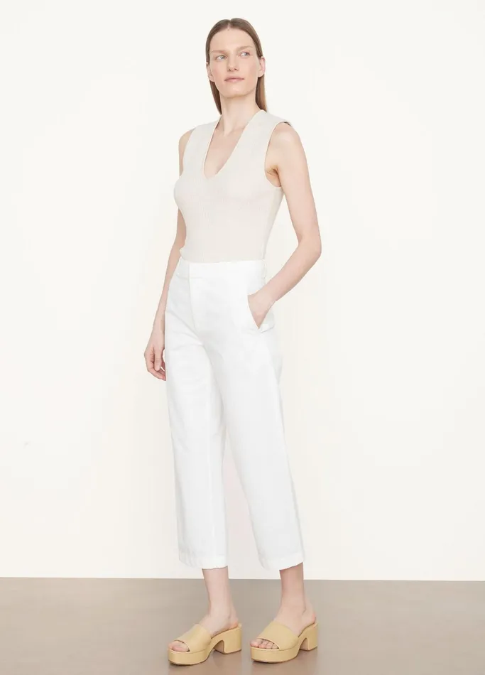 Vince Pants and Shorts Women MidRise Washed Cotton Crop Pant Off White