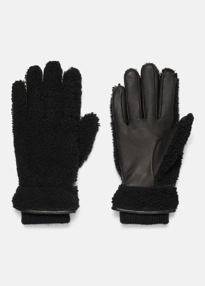 Vince Scarves Hats and Gloves Men Shearling And Leather Glove Blackblack