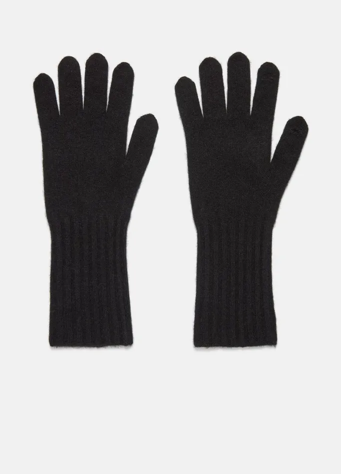 Vince Scarves Hats and Gloves Women Plush Cashmere Knit Glove Black