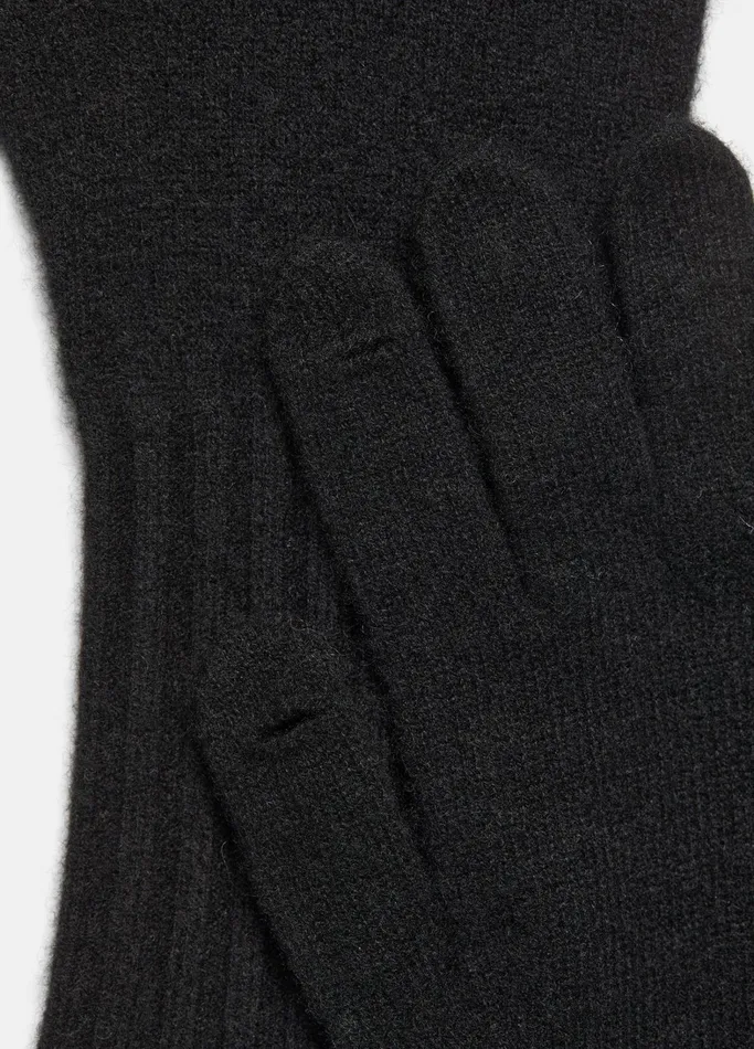 Vince Scarves Hats and Gloves Women Plush Cashmere Knit Glove Black