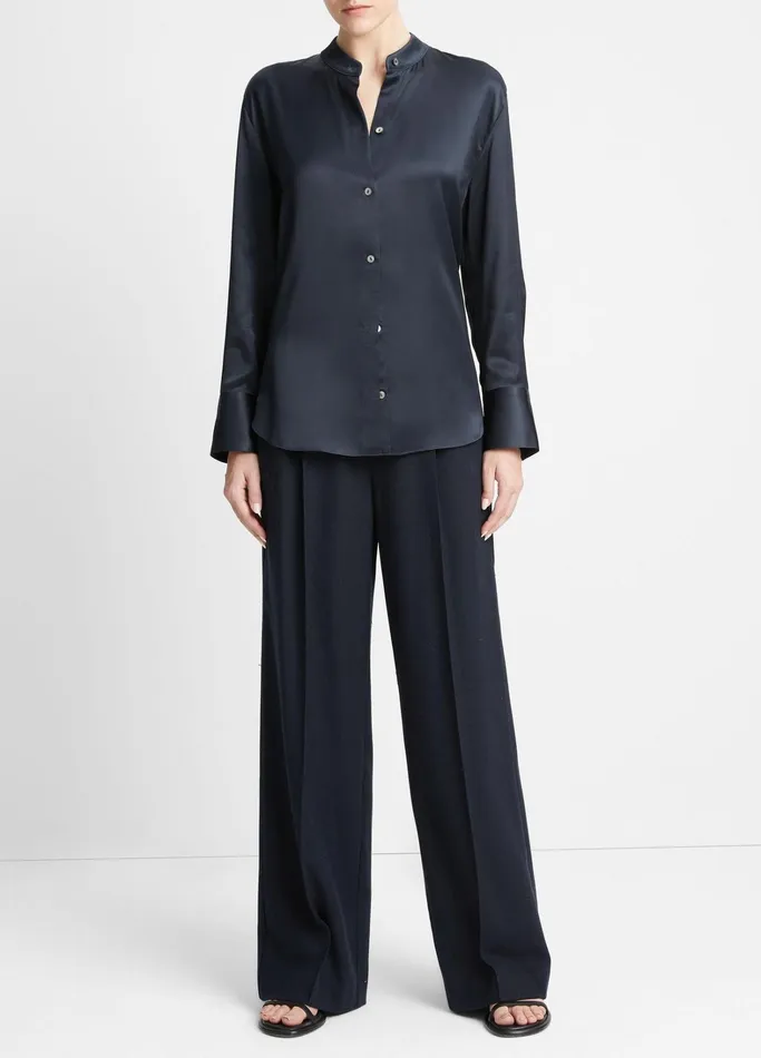 Vince Shirts and Tops Women BandCollar ButtonFront Shirt Coastal Blue