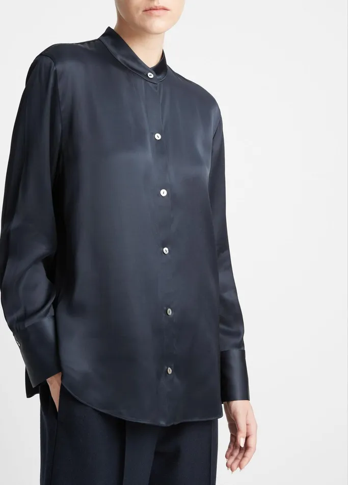 Vince Shirts and Tops Women BandCollar ButtonFront Shirt Coastal Blue