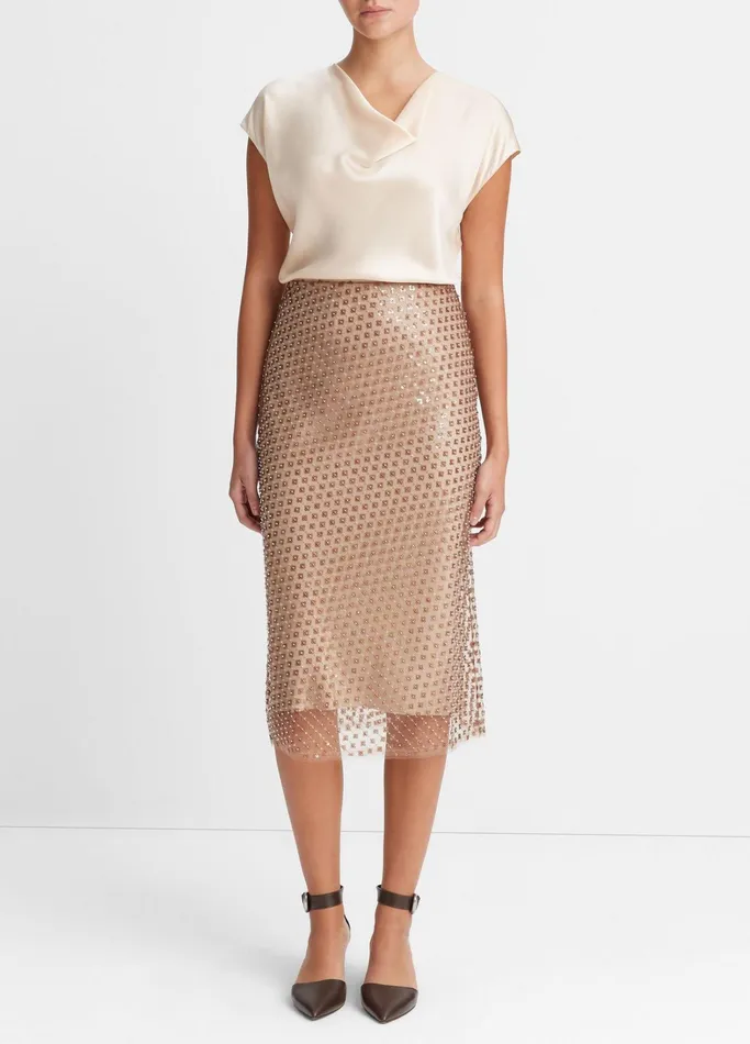 Vince Shirts and Tops Women Silk CowlNeck Blouse Champagne