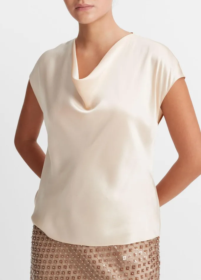 Vince Shirts and Tops Women Silk CowlNeck Blouse Champagne