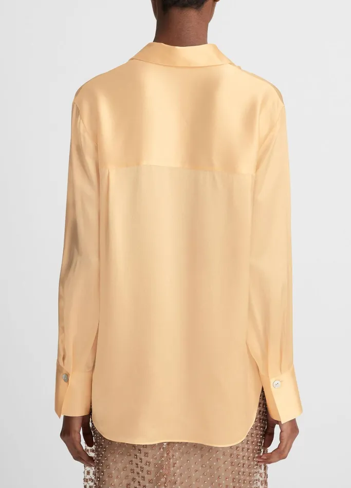 Vince Shirts and Tops Women Silk Relaxed ChestPocket Blouse Pale Ochre