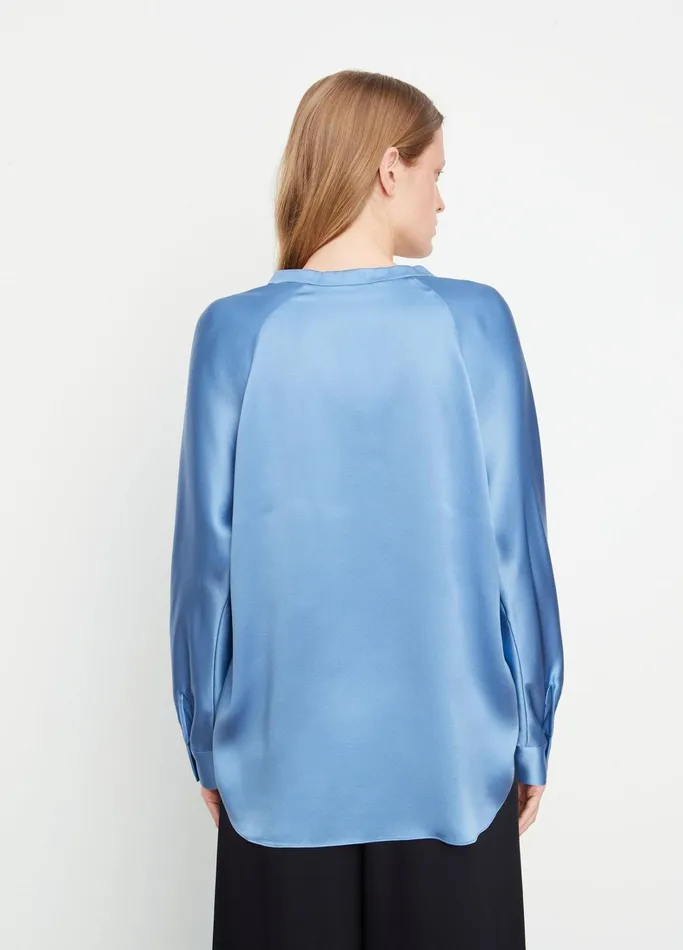 Vince Shirts and Tops Women Silk Satin BandCollar Blouse Pool