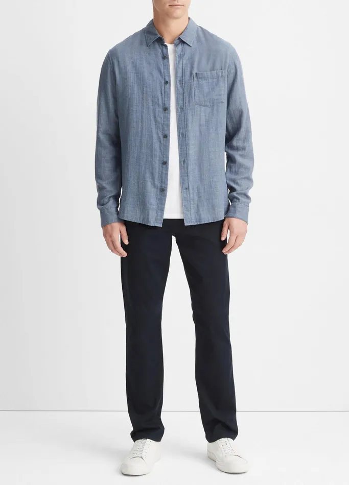 Vince Shirts Men Double Face Long Sleeve Chambray