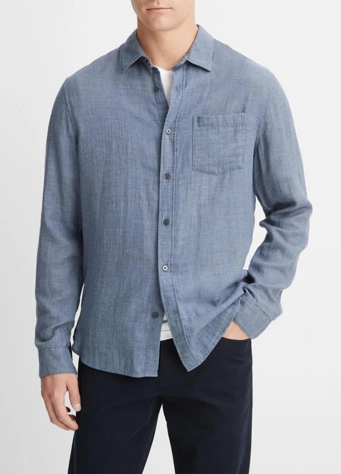 Vince Shirts Men Double Face Long Sleeve Chambray