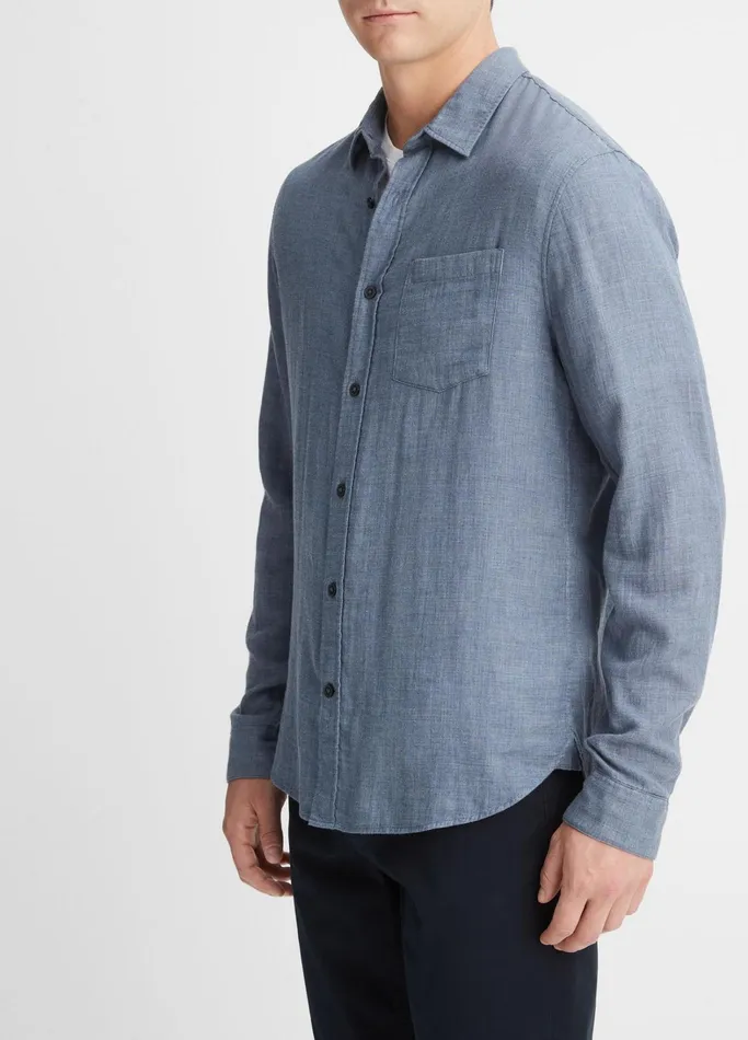 Vince Shirts Men Double Face Long Sleeve Chambray