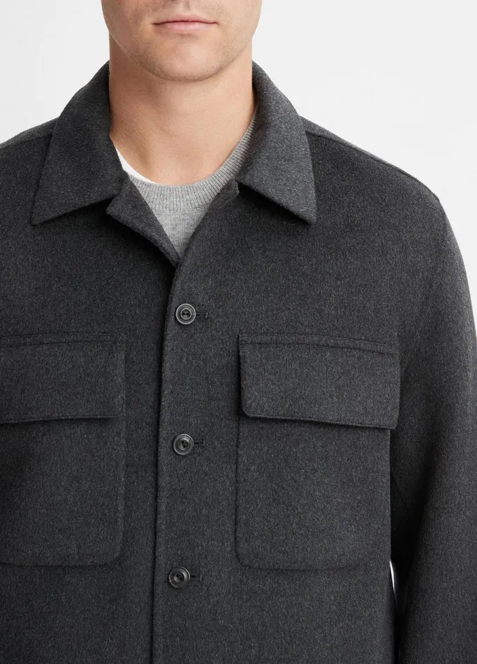 Vince Shirts Men Splittable Wool Shirt Jacket Heather Black