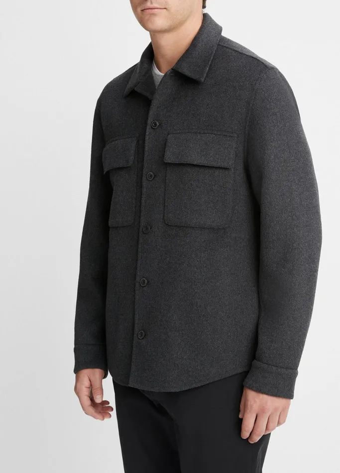 Vince Shirts Men Splittable Wool Shirt Jacket Heather Black