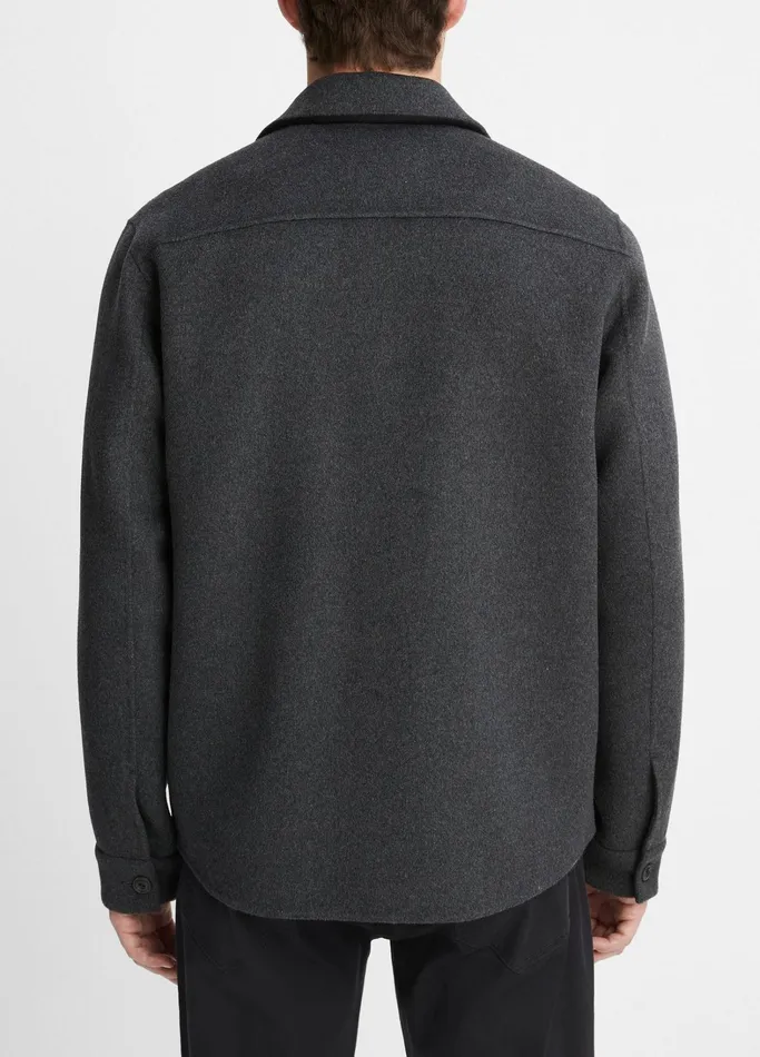 Vince Shirts Men Splittable Wool Shirt Jacket Heather Black