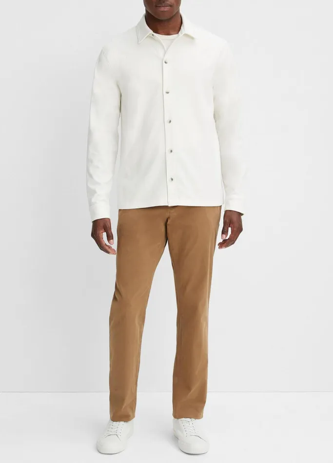 Vince Shirts Men Twill Knit ButtonFront Shirt Bone