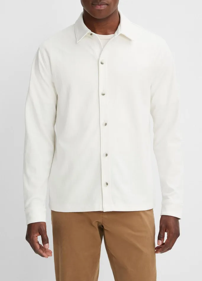 Vince Shirts Men Twill Knit ButtonFront Shirt Bone