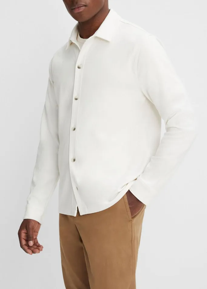 Vince Shirts Men Twill Knit ButtonFront Shirt Bone