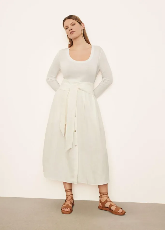 Vince Skirts Women Belted ButtonFront Skirt Off White
