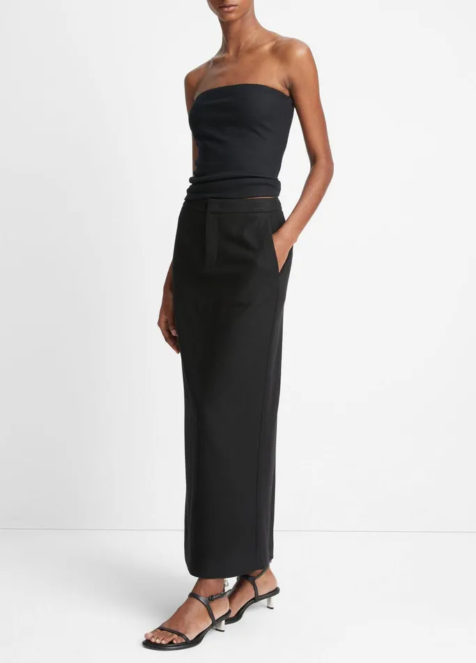 Vince Skirts Women Brushed Flannel Maxi Skirt Black