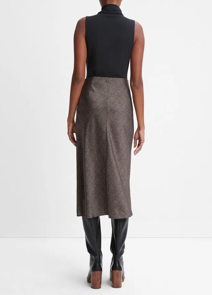 Vince Skirts Women Houndstooth Bias Slip Skirt Blackcamel
