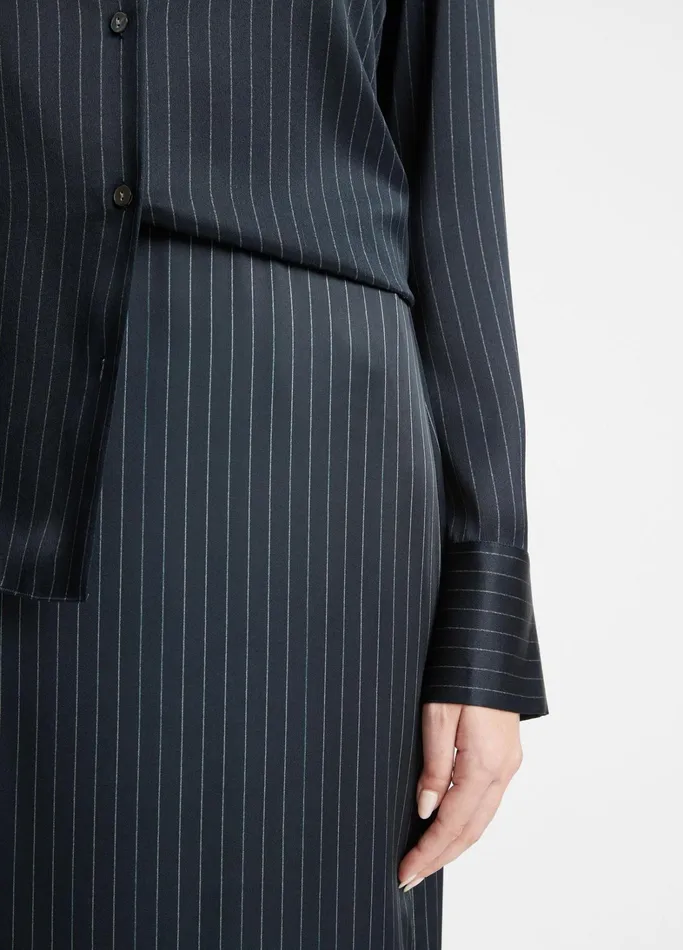 Vince Skirts Women Pinstripe Lean Pencil Skirt Dark Obsidian