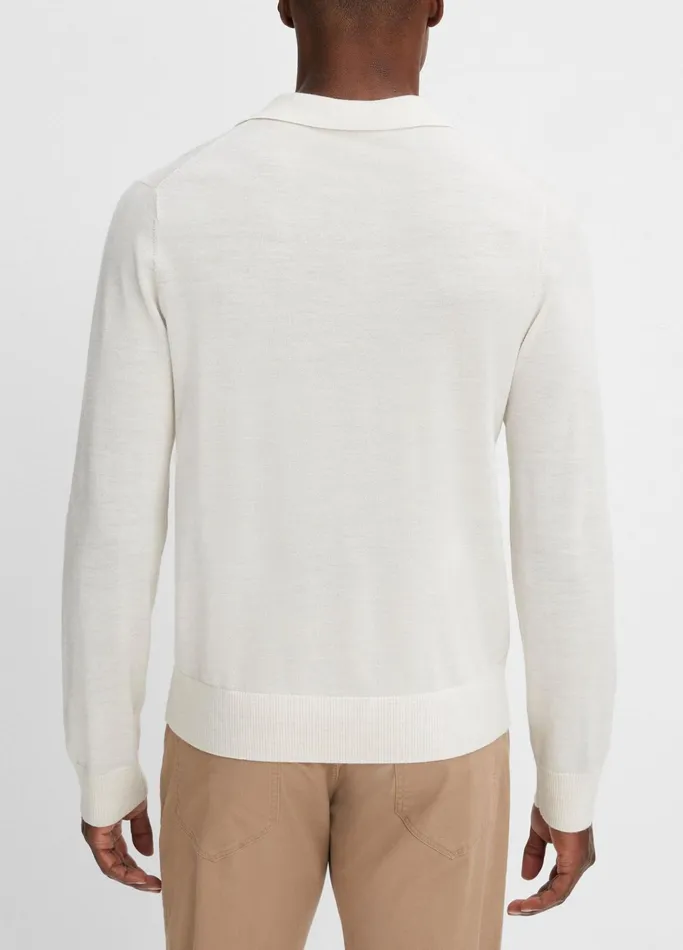 Vince Sweaters Men Merino Wool LongSleeve Johnny Collar Shirt Heather Bone
