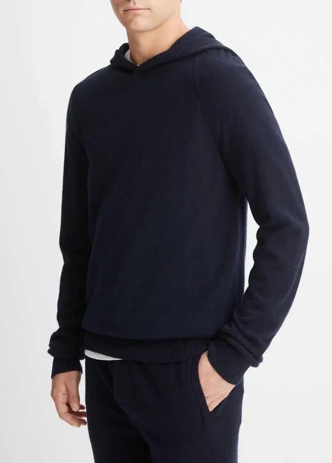 Vince Sweaters Men Wool Cashmere Pullover Hoodie Coastal Blue