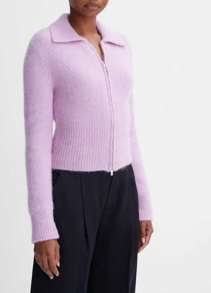 Vince Sweaters Women AlpacaBlend ZipFront Cardigan Crocus