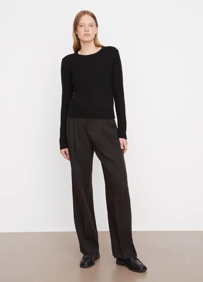 Vince Sweaters Women Cashmere Classic Crew Neck Sweater Black
